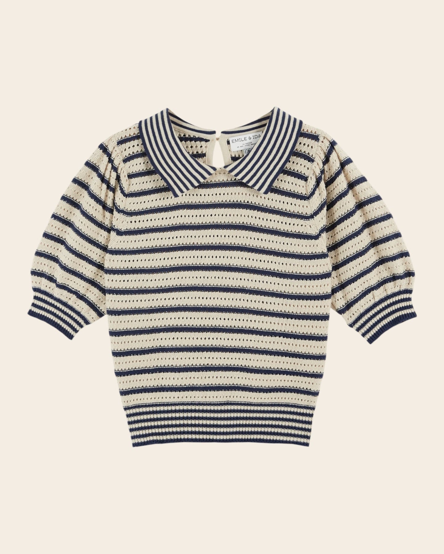 EMILE ET IDA | Striped Cropped Polo Shirt - Organic Cotton