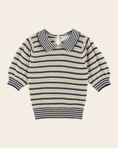EMILE ET IDA | Striped Cropped Polo Shirt - Organic Cotton