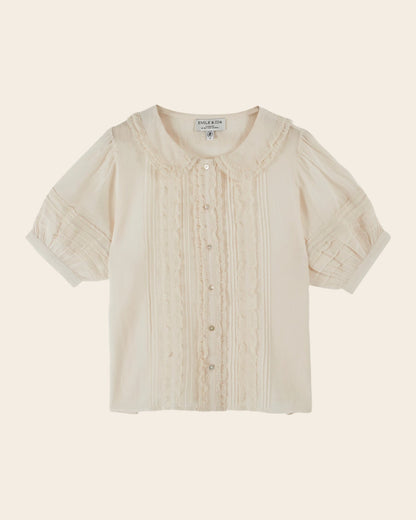 Emile et Ida | Davina Lace Blouse in Crème - Ruffled Peter Pan Collar