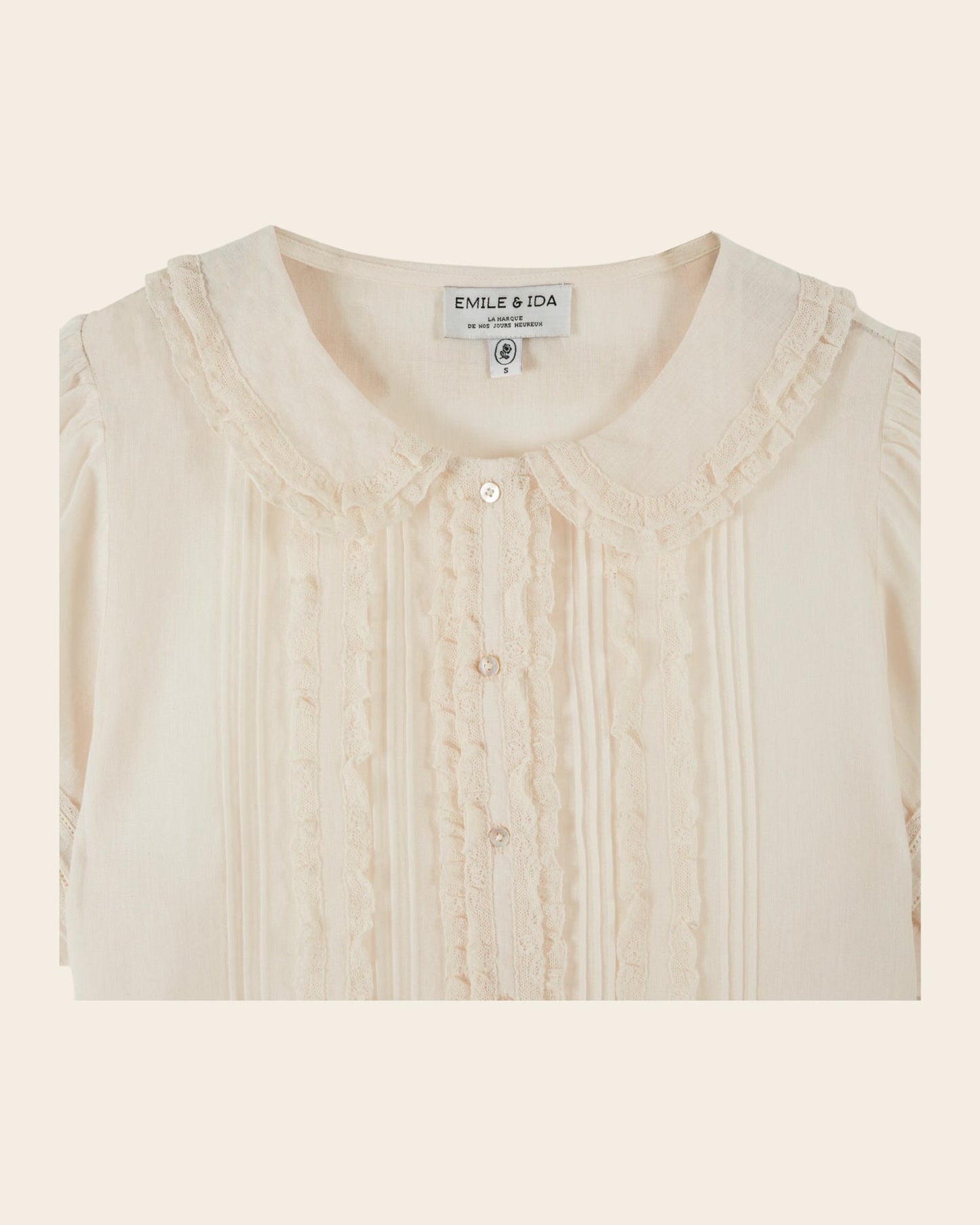 Emile et Ida | Davina Lace Blouse in Crème - Ruffled Peter Pan Collar