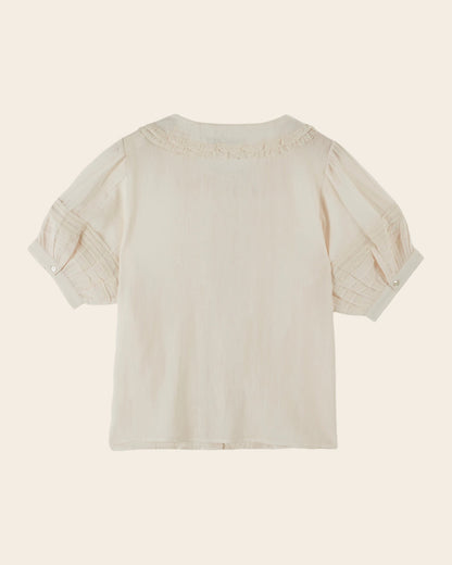 Emile et Ida | Davina Lace Blouse in Crème - Ruffled Peter Pan Collar