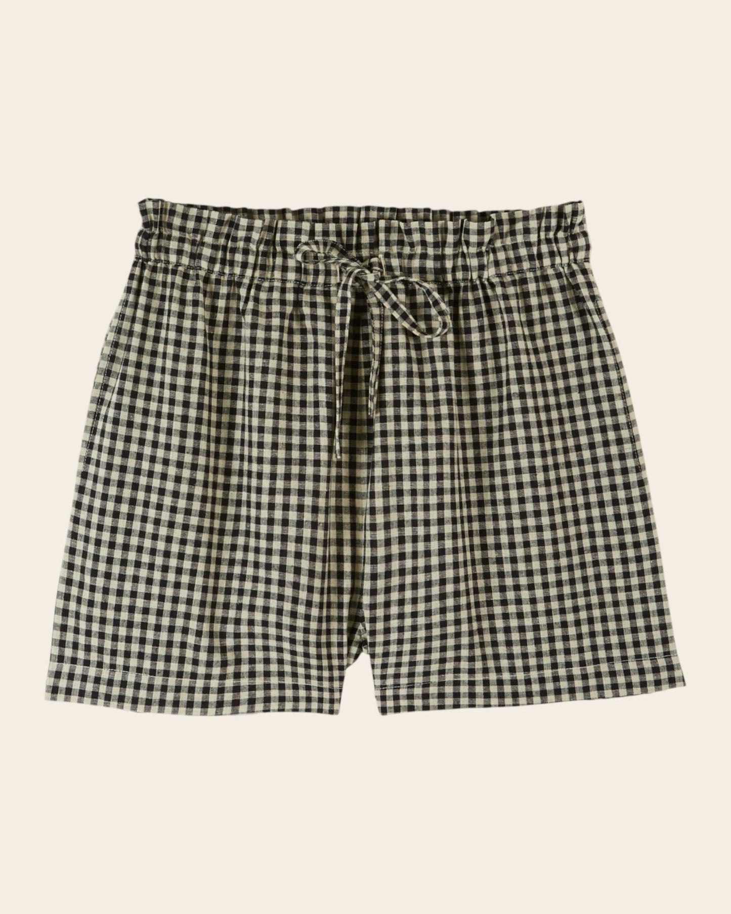 Emile et Ida | Dehra High-Waist Gingham Shorts - Black & Ecru
