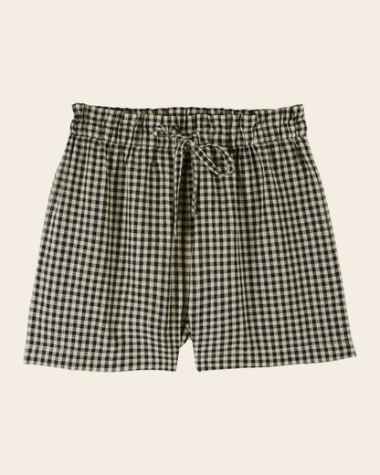 Emile et Ida | Dehra High-Waist Gingham Shorts - Black & Ecru