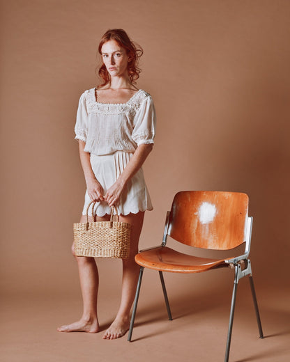 Emile et Ida | Dominique Crochet Blouse - Cream Organic Cotton