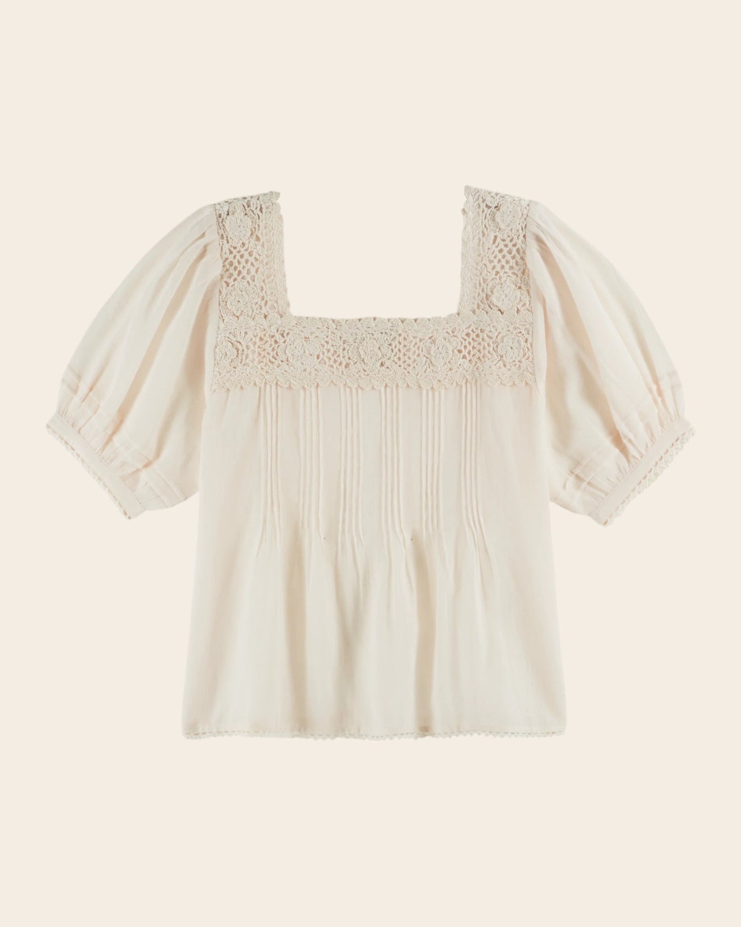 Emile et Ida | Dominique Crochet Blouse - Cream Organic Cotton