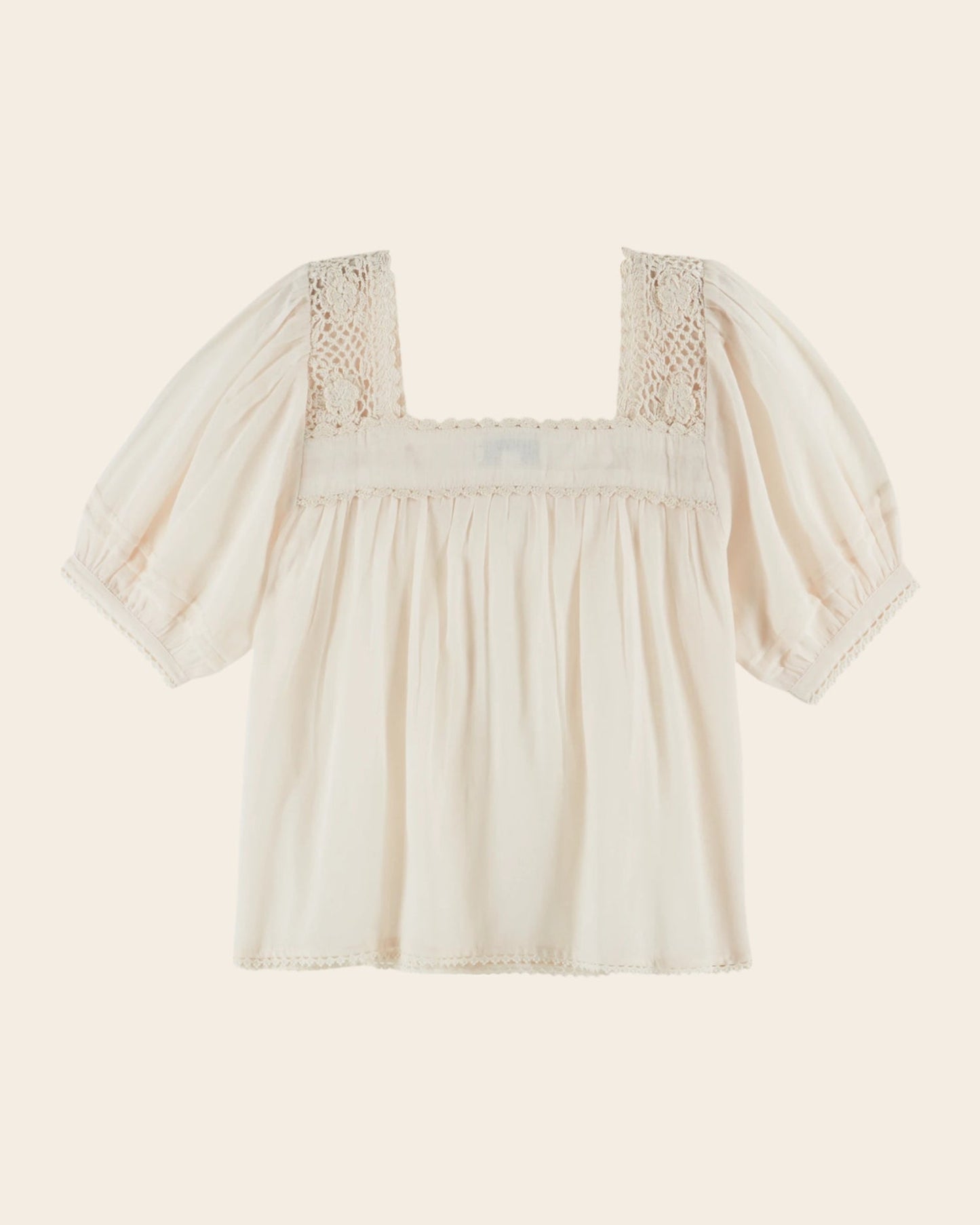 Emile et Ida | Dominique Crochet Blouse - Cream Organic Cotton