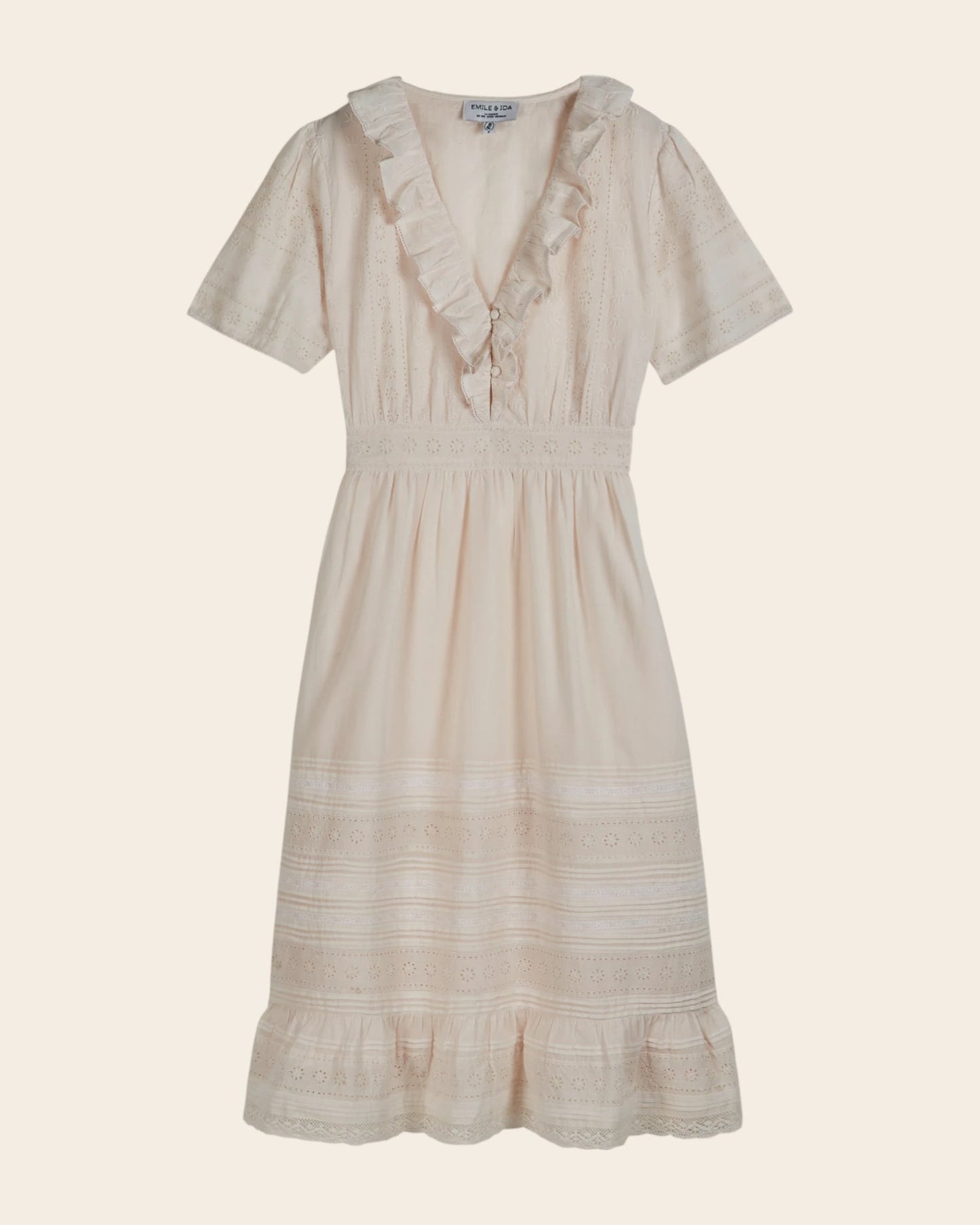 Emile et Ida | Dorothee Broderie Anglaise Dress - Cream