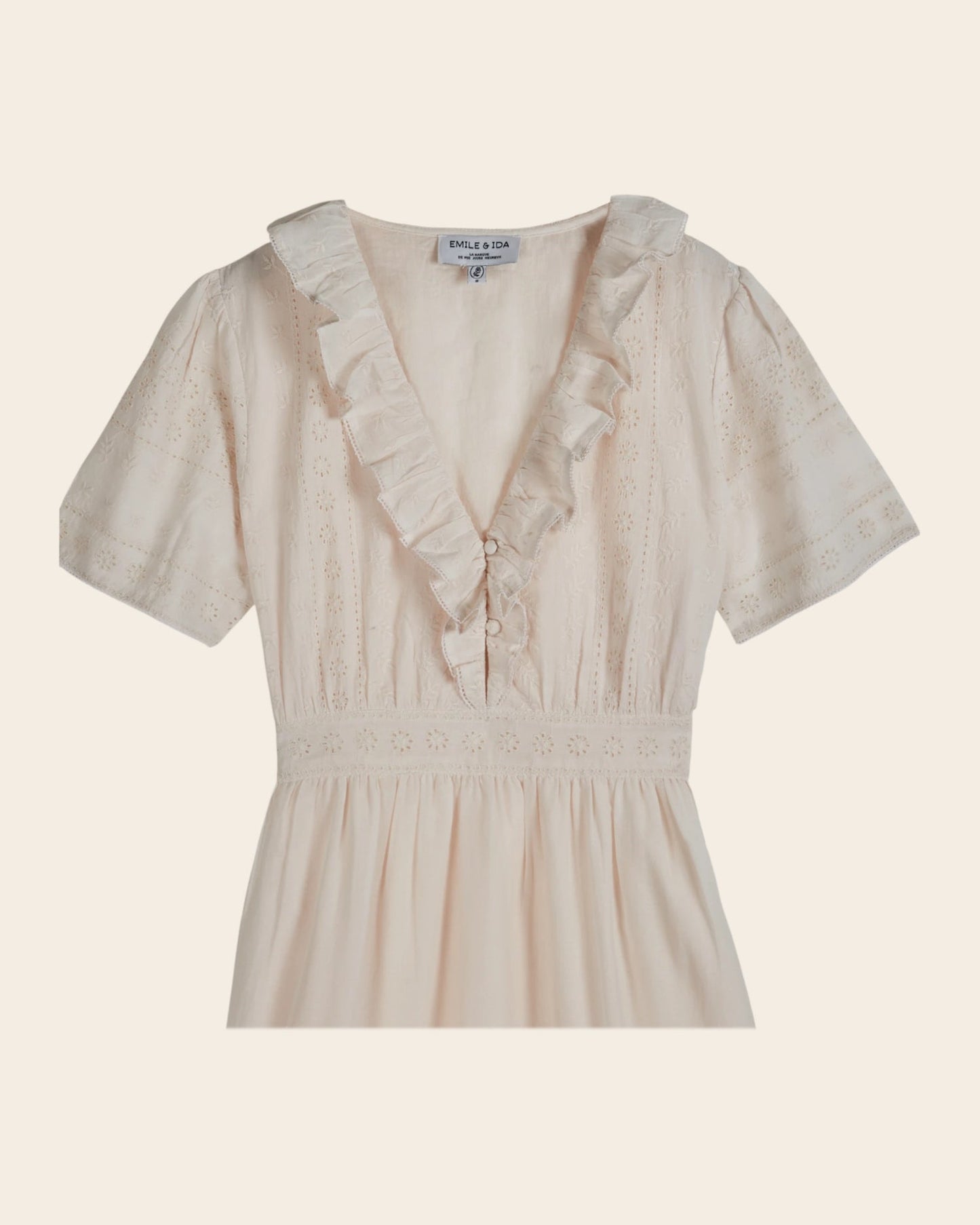 Emile et Ida | Dorothee Broderie Anglaise Dress - Cream