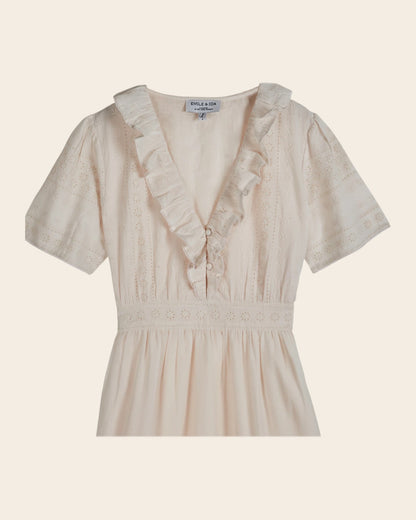 Emile et Ida | Dorothee Broderie Anglaise Dress - Cream