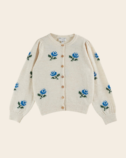Cardigan Fleurs Ida-calizia Ecru
