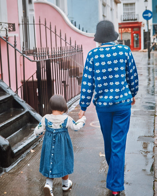 Cardigan Jacquard Ida-camomille Royal