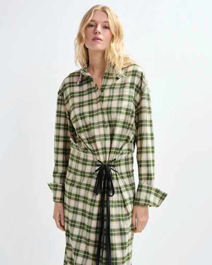 Essentiel Antwerp | Jid Oversized Checked Maxi Dress with Rhinestone Collar Off-White