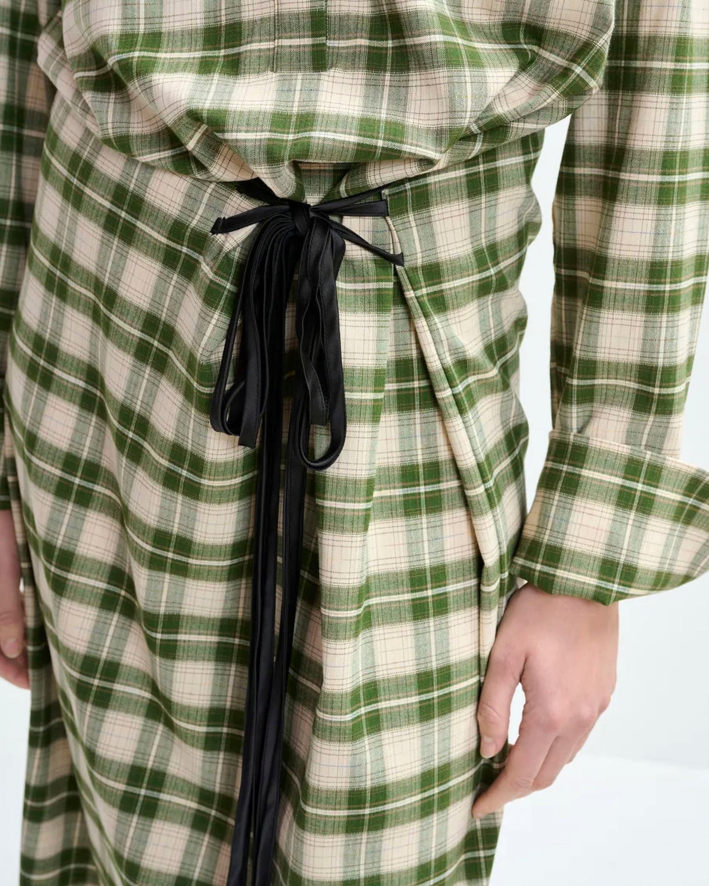 Essentiel Antwerp | Jid Oversized Checked Maxi Dress with Rhinestone Collar Off-White