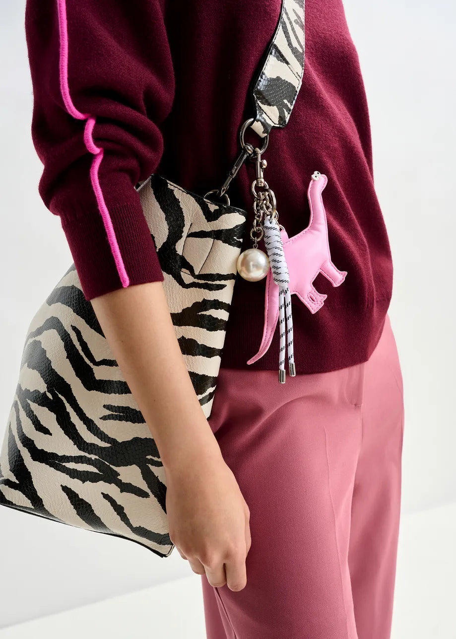 Essentiel Antwerp | Key Charm Ilyas - Dinosaur Bag Charm with Pearl Detail Lilac-Cloud Lilac-Cloud Lilac-Cloud Lilac-Cloud Lilac-Cloud Lilac-Cloud