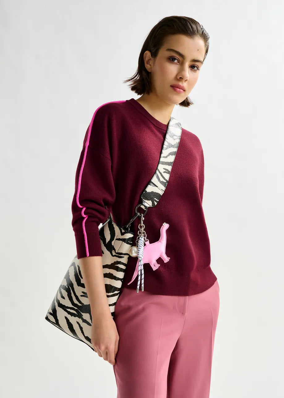 Essentiel Antwerp | Key Charm Ilyas - Dinosaur Bag Charm with Pearl Detail Lilac-Cloud Lilac-Cloud Lilac-Cloud Lilac-Cloud Lilac-Cloud Lilac-Cloud