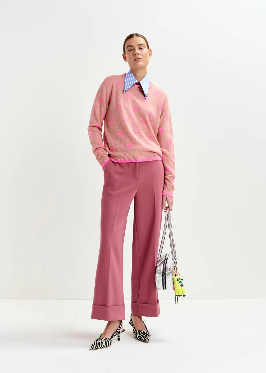 Essentiel Antwerp | Pullover Isa with Heart Intarsia - Relaxed Knit Granny-Underpants