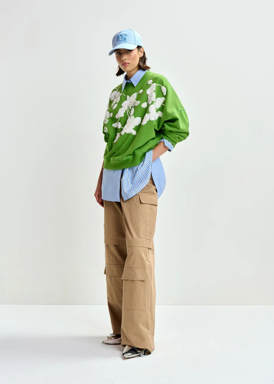 Essentiel Antwerp | Jaga Sequin-Embellished Sweatshirt - Spirulina-Green