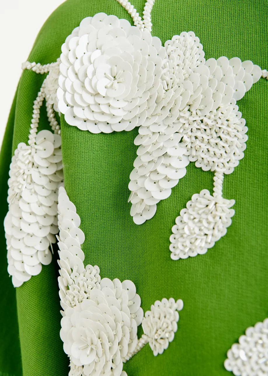 Essentiel Antwerp | Jaga Sequin-Embellished Sweatshirt - Spirulina-Green