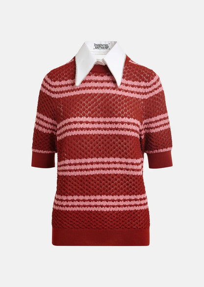 Essentiel Antwerp | Jantasy Pullover with Rhinestone Collar Burned-Red