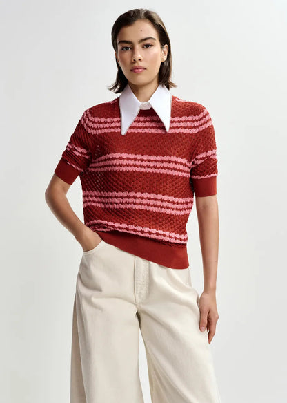 Essentiel Antwerp | Jantasy Pullover with Rhinestone Collar Burned-Red