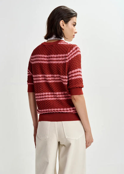 Essentiel Antwerp | Jantasy Pullover with Rhinestone Collar Burned-Red