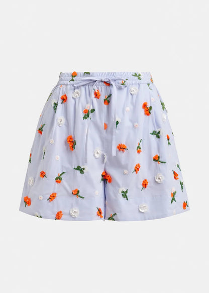 Essentiel Antwerp | JELENA High-Rise Cotton Poplin Shorts - Lagoon Blue Nile-Blue