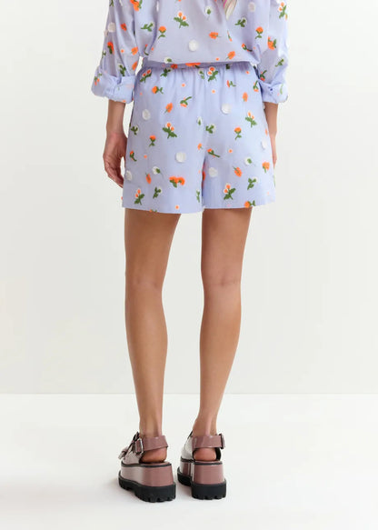 Essentiel Antwerp | JELENA High-Rise Cotton Poplin Shorts - Lagoon Blue Nile-Blue