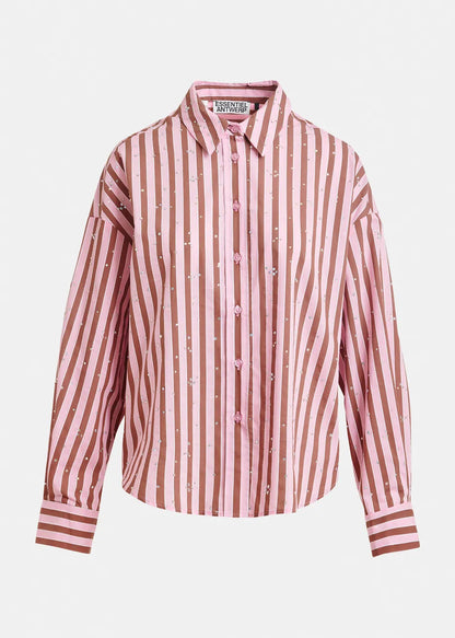 Essentiel Antwerp | Button-Down Blouse with Rhinestone Accents - Mint Young-Rose