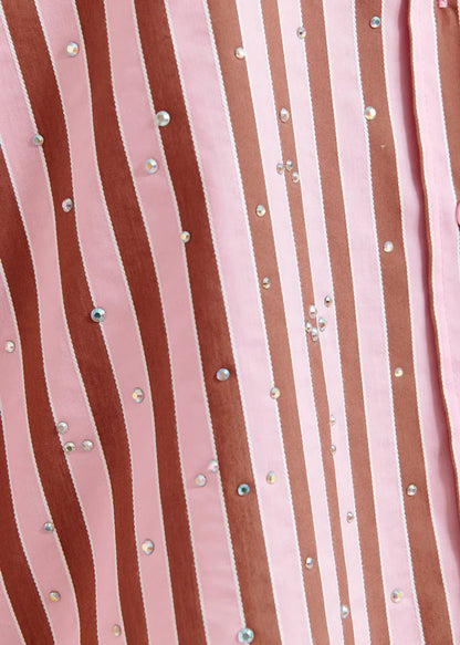 Essentiel Antwerp | Button-Down Blouse with Rhinestone Accents - Mint Young-Rose