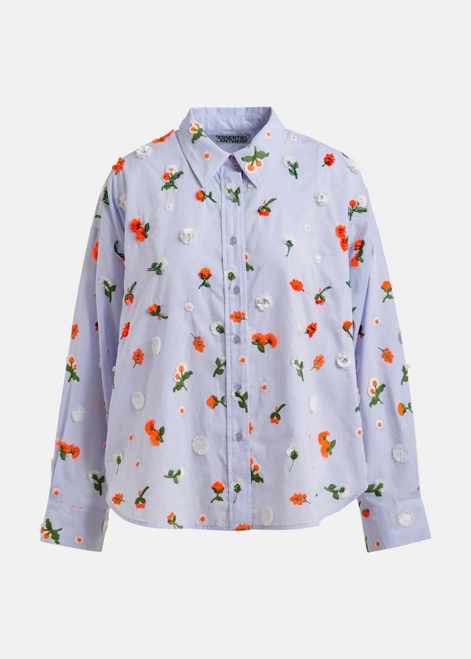Essentiel Antwerp | Embellished Button-Down Shirt - Nile-Blue