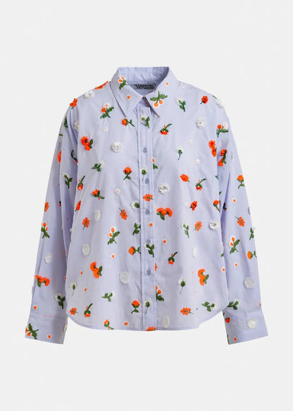 Essentiel Antwerp | Embellished Button-Down Shirt - Nile-Blue