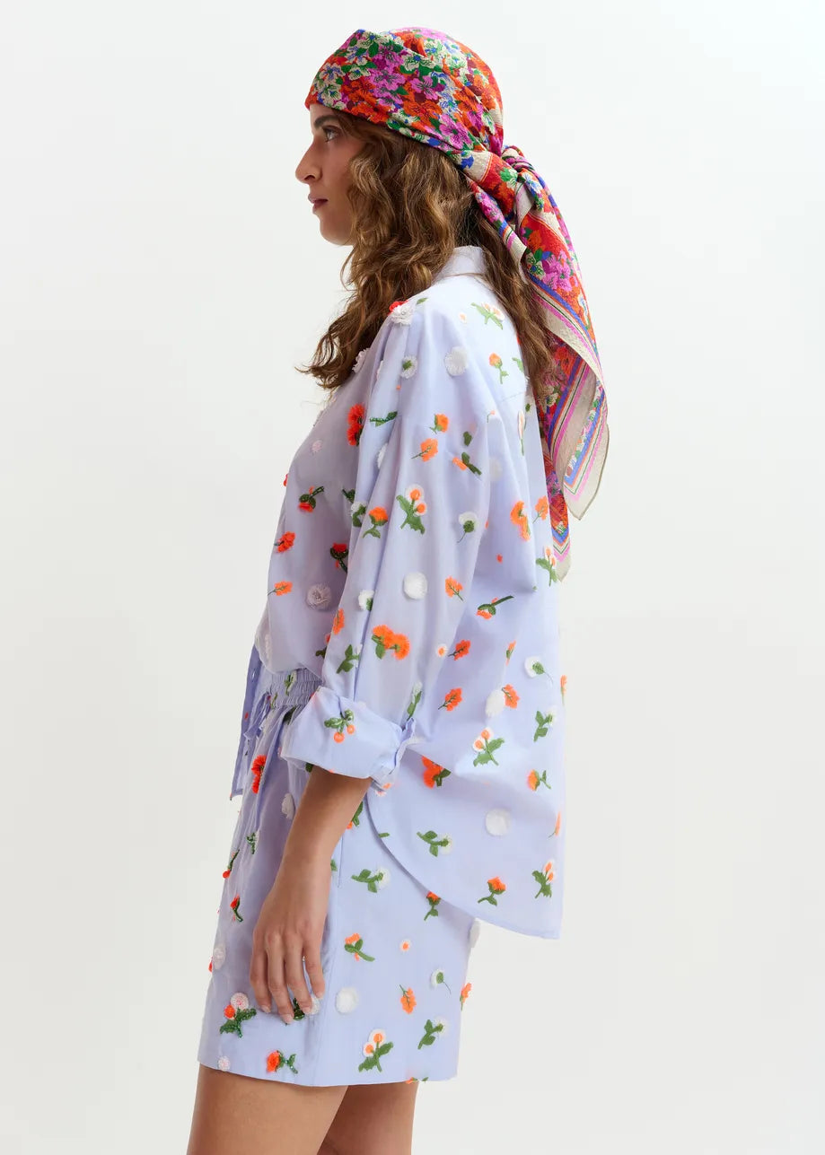 Essentiel Antwerp | Embellished Button-Down Shirt - Nile-Blue