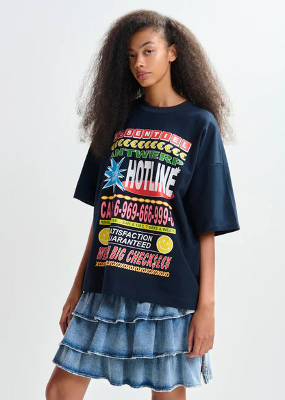 Essentiel Antwerp | Joggan T-Shirt in with Multicolor Print Dark-Night