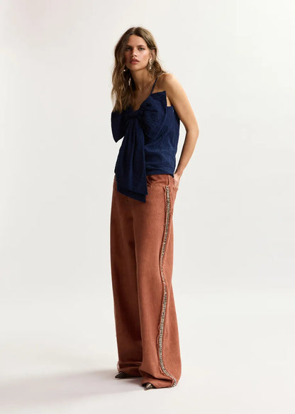 Essentiel Antwerp | Gathered Bow Blouse - Dark Blue Patriot-Blue