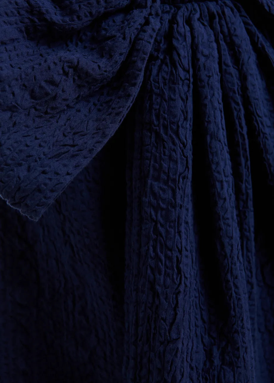 Essentiel Antwerp | Gathered Bow Blouse - Dark Blue Patriot-Blue