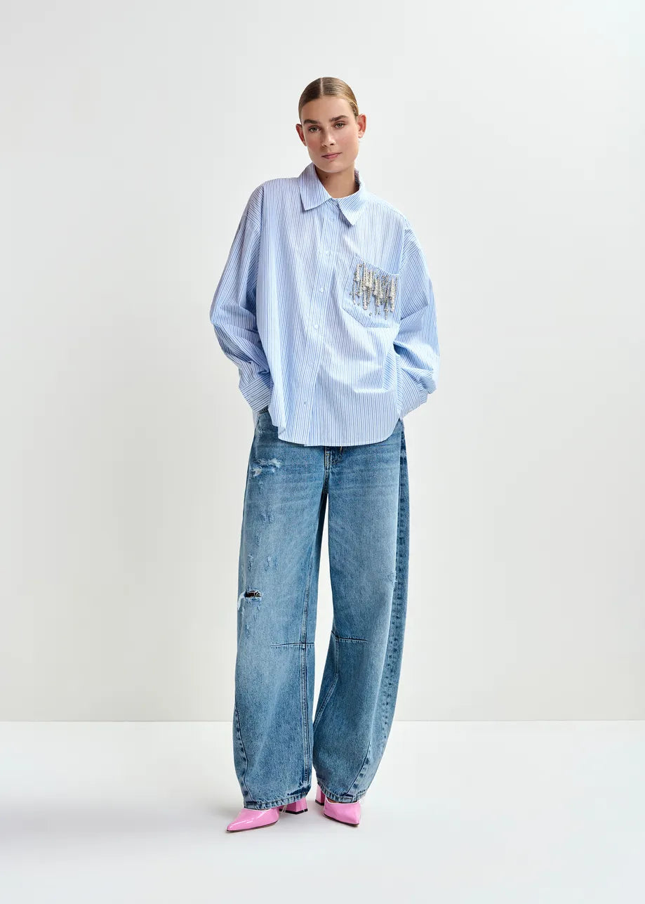 Essentiel Antwerp | Jommeke Oversized Cotton Poplin Shirt - White Off-White