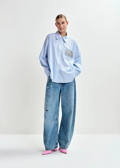 Essentiel Antwerp | Jommeke Oversized Cotton Poplin Shirt - White Off-White