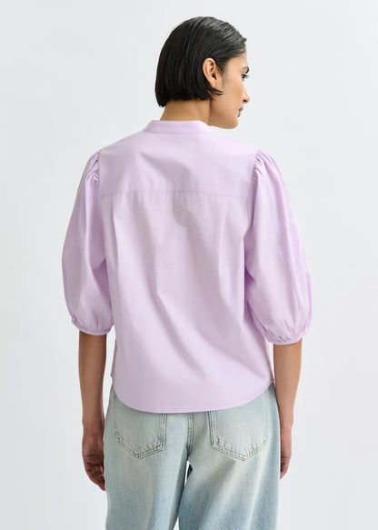 Essentiel Antwerp | Embroidered Cotton Poplin Blouse - Mint Leaf Baby-Grape