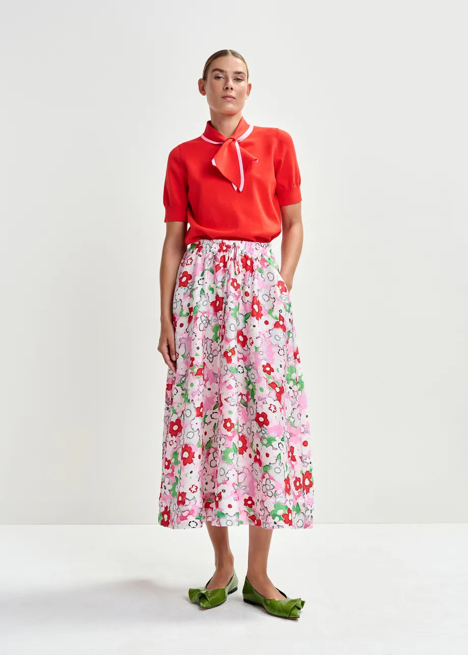 Essentiel Antwerp | Julianne Jacquard Midi Skirt - Multicolor Cotton-Andy