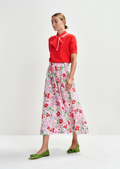 Essentiel Antwerp | Julianne Jacquard Midi Skirt - Multicolor Cotton-Andy