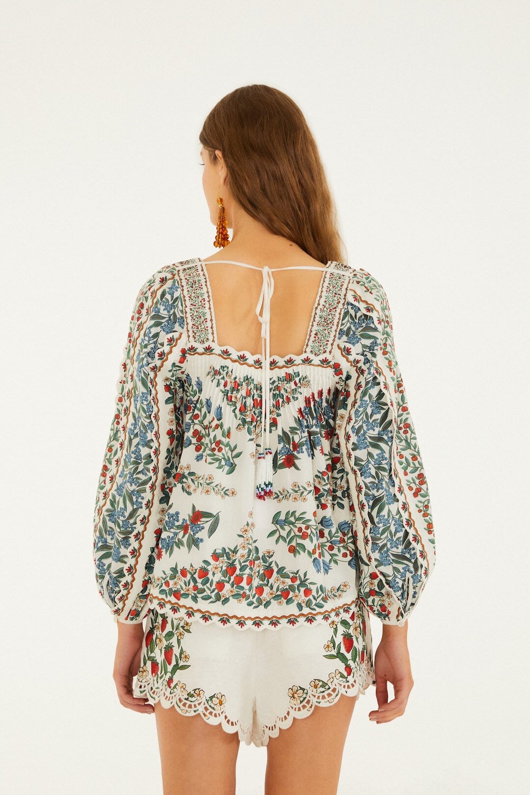 Women's Button-Down Blouse Organic Cotton - Off-White Fruit-Off-White