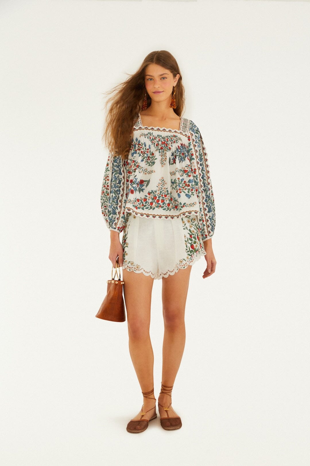 Women's Button-Down Blouse Organic Cotton - Off-White Fruit-Off-White