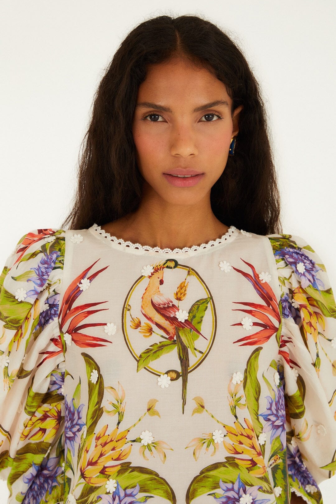 Women's Relaxed Fit Boho Blouse Rayon - Sand-Green