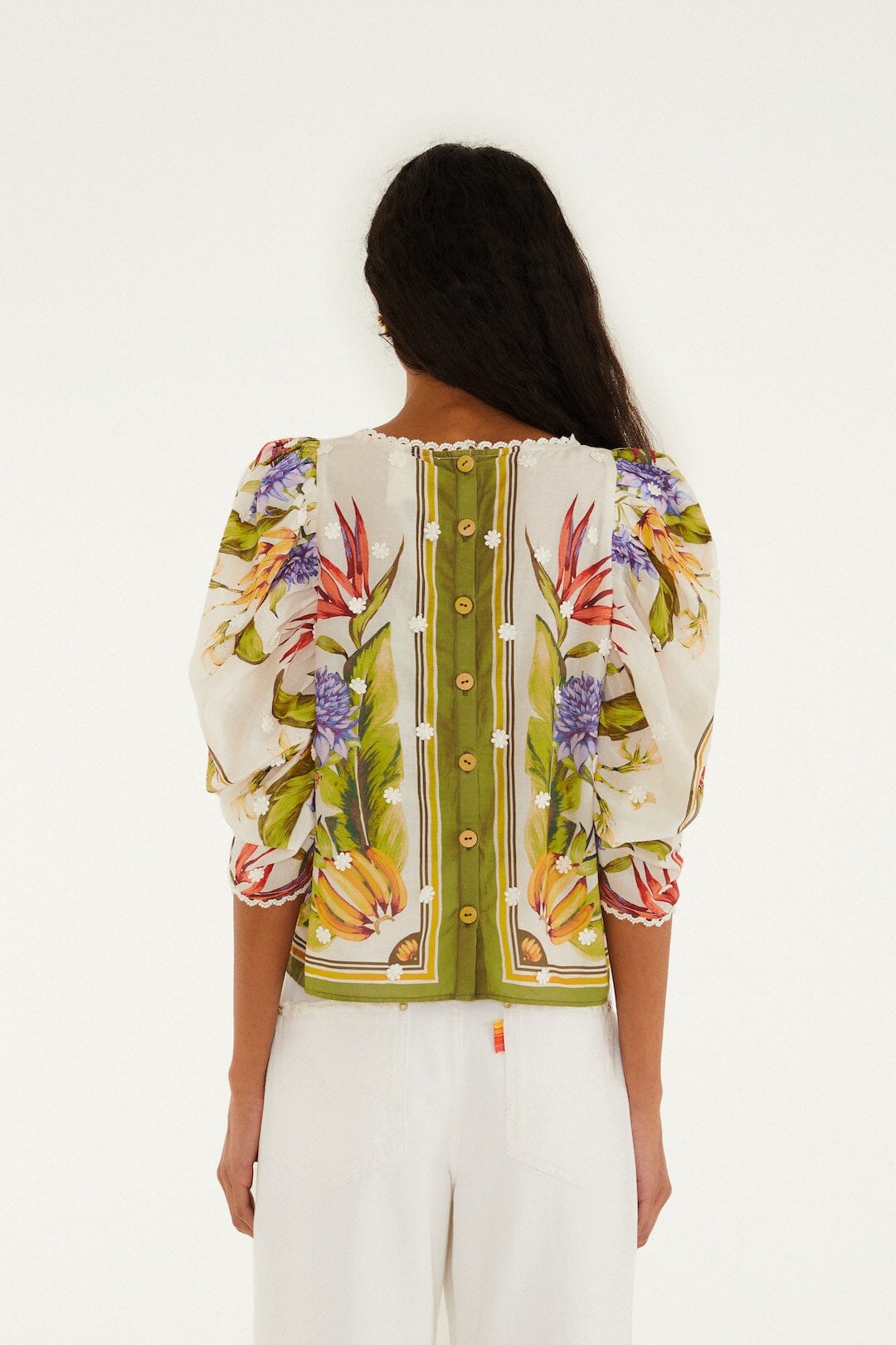 Women's Relaxed Fit Boho Blouse Rayon - Sand-Green