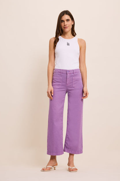 FIVE | Wide-Leg Cotton Trousers in Lavender