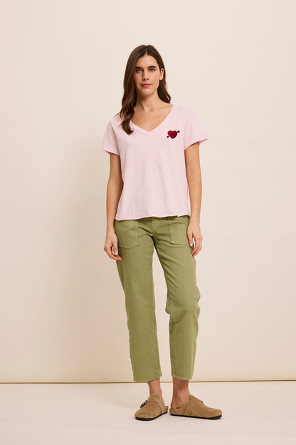 FIVE | Straight Cotton Jersey T-Shirt - Baby Pink