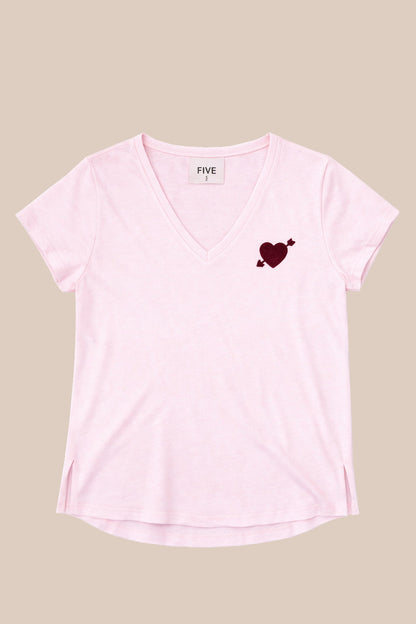 FIVE | Straight Cotton Jersey T-Shirt - Baby Pink