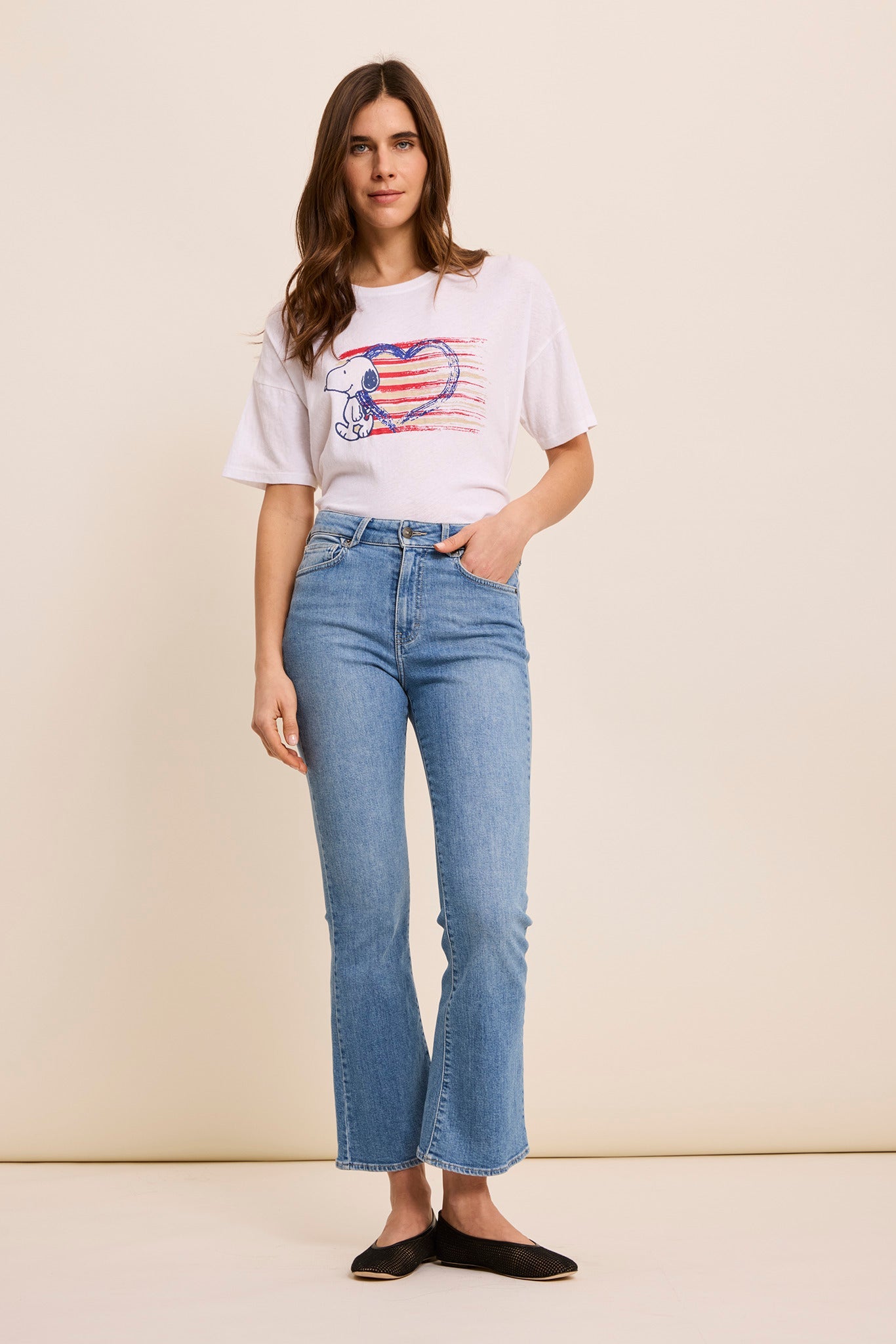FIVE | Straight White Cotton Tee - Short Sleeve