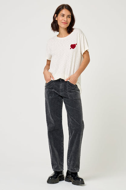 FIVE | Graphic Heart T-shirt in Ricotta Beige