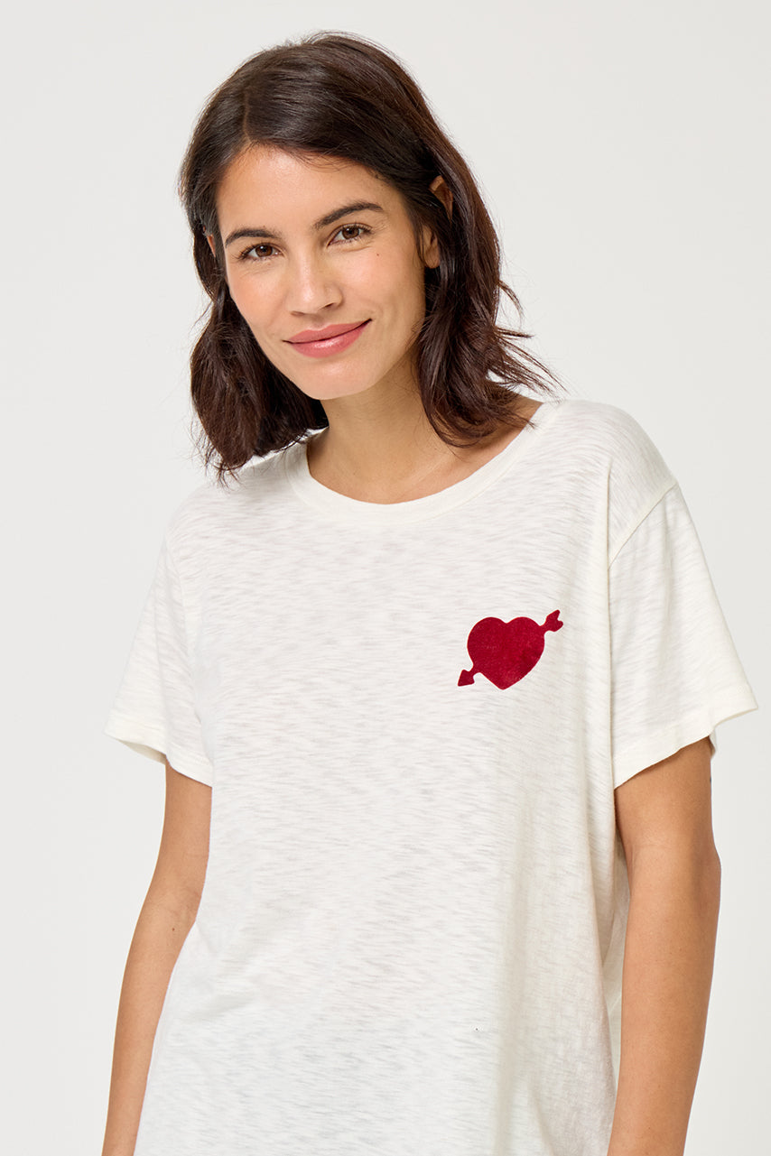 FIVE | Graphic Heart T-shirt in Ricotta Beige